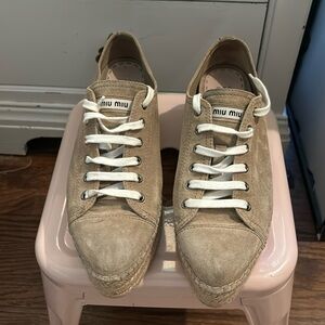 Miu Miu Deserto Suede Platform Espadrille Sneaker